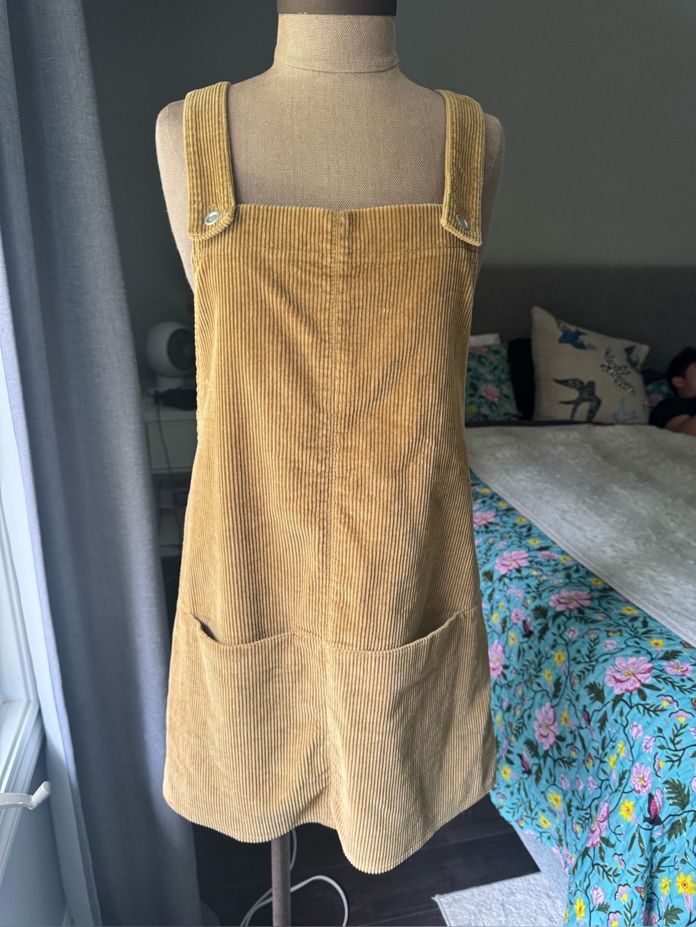 Zara Basic Mustard Yellow Corduroy Pinafore Overall Jumper Dress - Size Small